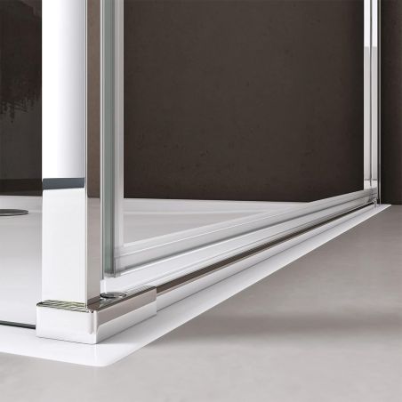 Duschkabine mit Festwand und Pendeltür, 8 mm Sicherheitsglas, Profil und Griff in Chrom, Maße: 90–100 x 90–100 cm, Ego-36