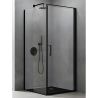 Duschkabine mit Festwand und Pendeltür, 8 mm Sicherheitsglas, Profil und Griff in Schwarz, Maße: 90–100 x 90–100 cm, Ego-36