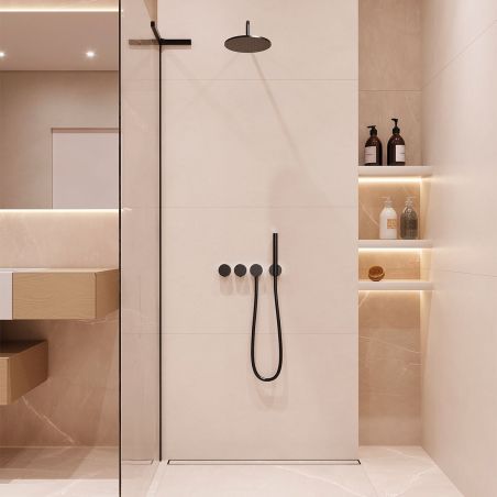 Duschrinne, Wandmontage, Größe 70–100 cm, Edelstahl, Mattschwarz