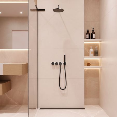 Duschrinne, Wandmontage, Größe 70–100 cm, Edelstahl, Mattschwarz