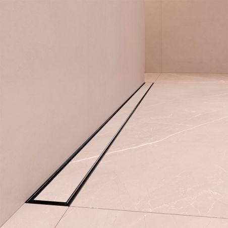 Duschrinne, Wandmontage, Größe 70–100 cm, Edelstahl, Mattschwarz