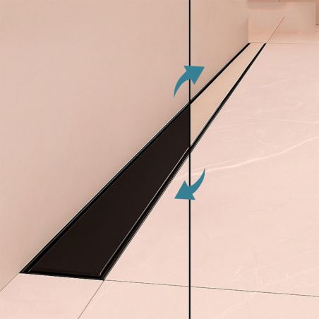 Duschrinne, Wandmontage, Größe 70–100 cm, Edelstahl, Mattschwarz