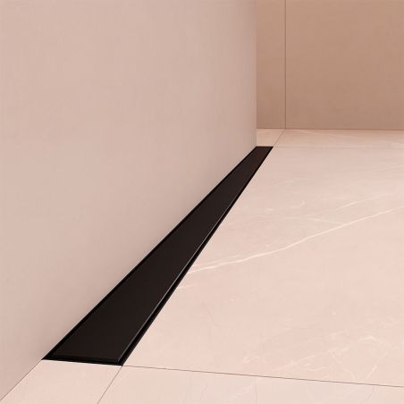 Duschrinne, Wandmontage, Größe 70–100 cm, Edelstahl, Mattschwarz