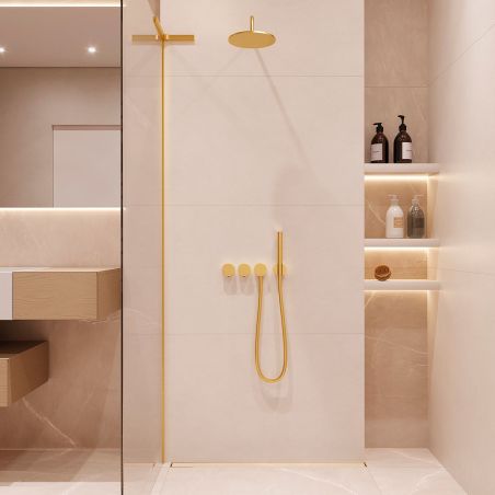 Duschrinne, Wandmontage, Größe 70 cm, Edelstahl, Mattgold