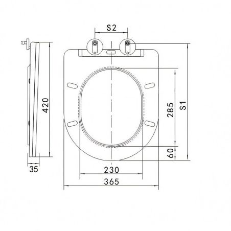 Duroplast Slim WC-Sitz, Soft-Close, verstellbarem Abstand, Quick Release, für WC-Becken Ben Mattgrau