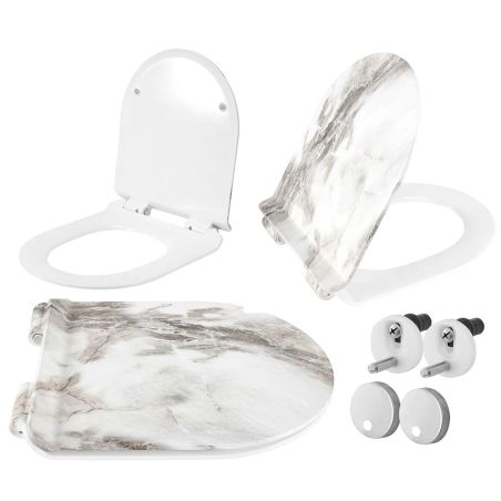 Duroplast Slim WC-Sitz, Soft-Close, verstellbarem Abstand, Quick Release, für WC-Becken Ben Marmor
