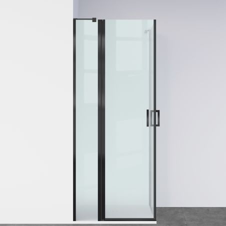 Duschkabine, Sicherheitsglas 6 mm, Transparent, Schwarz, 2 Pendeltüren, Maße: 80–90×120 cm, Axis