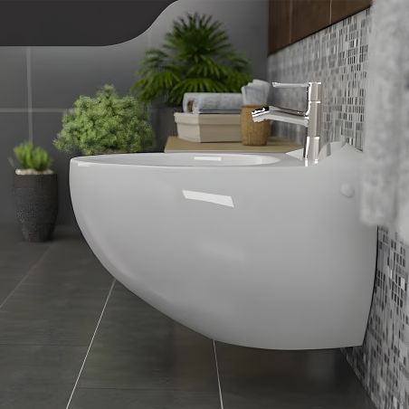 Bidet EGO Angelo, Weiß, 60x40 cm, Wandmontage, mit Überlauf