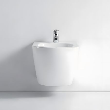 Bidet Ben, Glänzend Weiß, 49x36 cm, Wandmontage, Sanitärkeramik