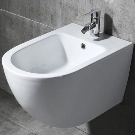 Bidet Ben, Glänzend Weiß, 49x36 cm, Wandmontage, Sanitärkeramik