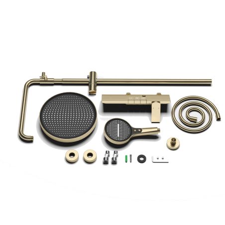 Dusch- und Badewannensystem, Piano Keys, Ablage, 3 Funktionen, Wandmontage, Mattgold, Bari