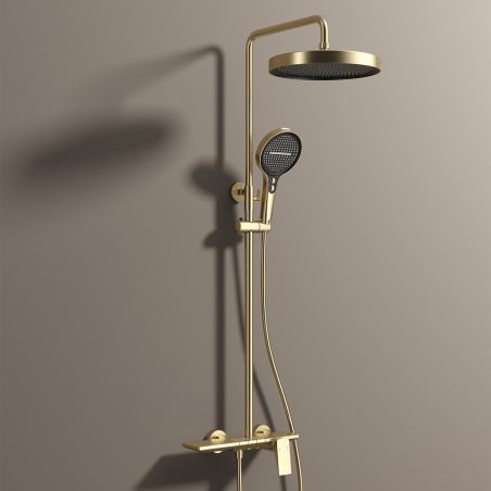 Dusch- und Badewannensystem, Piano Keys, Ablage, 3 Funktionen, Wandmontage, Mattgold, Bari