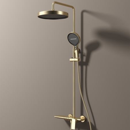 Dusch- und Badewannensystem, Piano Keys, Ablage, 3 Funktionen, Wandmontage, Mattgold, Bari