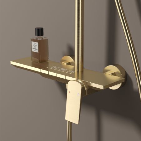 Dusch- und Badewannensystem, Piano Keys, Ablage, 3 Funktionen, Wandmontage, Mattgold, Bari