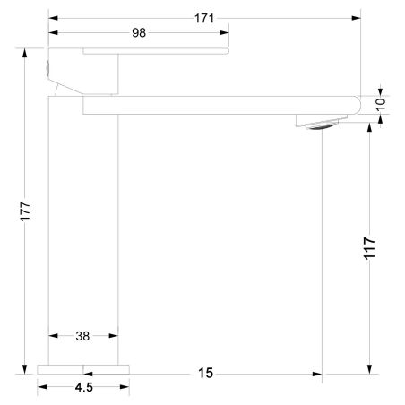 Waschbeckenarmatur, Mattschwarz, mit Perlator, Edelstahl, Waschbeckenmontage, Sereno