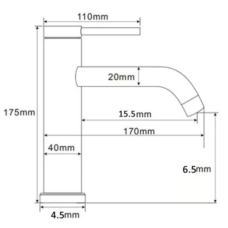 Waschbeckenarmatur, Mattschwarz, mit Perlator, Edelstahl, Waschbeckenmontage, Fino