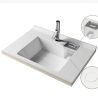 Waschbecken, Mineralverbund, Halb-Einbaumontage, mit Hahnloch, integrierte Seifenablage, weißer Abfluss inklusive, 80x55 cm Oslo