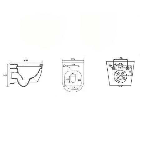 WC- und Bidet-Set, Jasmine halbmatt, Farbe Power, Hängemontage, 49x36 cm, Kollektion Michael