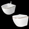 WC- und Bidet-Set Ben, Gold Line, 49x36 cm, Hängemontage, Duroplast-Deckel, Sanitärkeramik