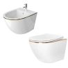 WC- und Bidet-Set Ben, Gold Line, 49x37 cm, Hängemontage, Duroplast-Deckel, Sanitärkeramik
