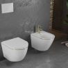 WC- und Bidet-Set Ben, Gold Line, 49x36 cm, Hängemontage, Duroplast-Deckel, Sanitärkeramik