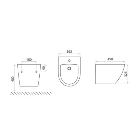 WC- und Bidet-Set Ben, Gold Line, 49x36 cm, Hängemontage, Duroplast-Deckel, Sanitärkeramik