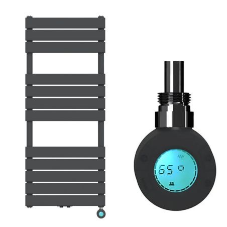 Elektrischer Heizkörper mit LCD-Thermostat, Wochenprogrammierung, Timer, Handtuchhalter, 120-140-160x50 cm, Anthrazit, Nadir