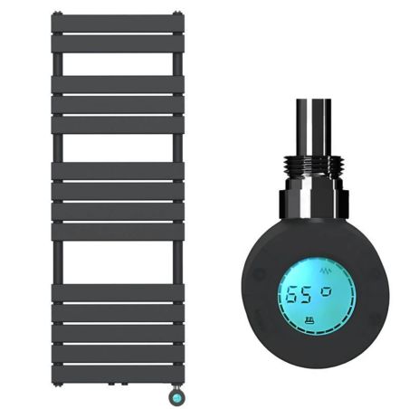 Elektrischer Heizkörper mit LCD-Thermostat, Wochenprogrammierung, Timer, Handtuchhalter, 120-140-160x50 cm, Anthrazit, Nadir