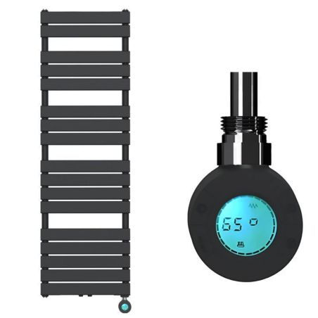 Elektrischer Heizkörper mit LCD-Thermostat, Wochenprogrammierung, Timer, Handtuchhalter, 120-140-160x50 cm, Anthrazit, Nadir