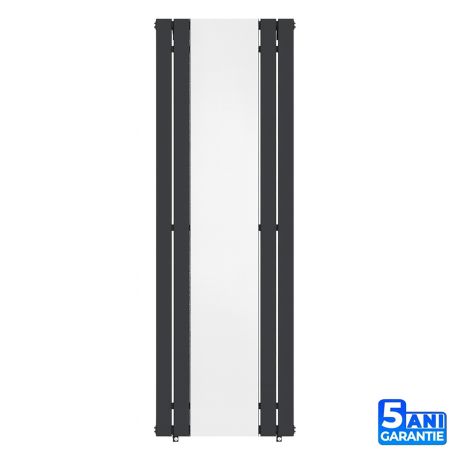 Dekorativer Heizkörper aus Stahl mit Spiegel, Anthrazit, 4 Elemente, 593 W, 180x60 cm, Malvina