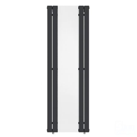 Dekorativer Heizkörper aus Stahl mit Spiegel, Anthrazit, 4 Elemente, 593 W, 180x60 cm, Malvina