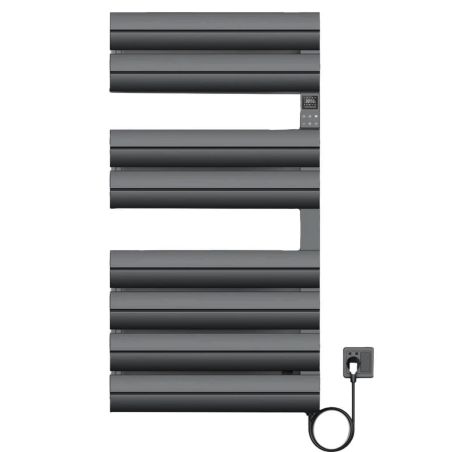 Handtuchheizkörper, 500 W, 230 V, Anthrazit, 3 Stufen, Digitalthermostat, 6 Programme, 8 Elemente, 105x55 cm, Reina