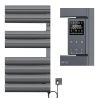 Handtuchheizkörper, 500 W, 230 V, Anthrazit, 3 Stufen, Digitalthermostat, 6 Programme, 8 Elemente, 105x55 cm, Reina