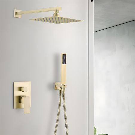 Duschsystem, Einbauarmatur, 2 Funktionen, Regendusche, Mattgold, Venice