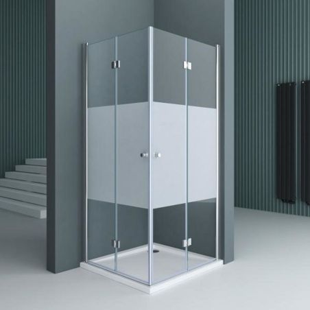 Duschkabine EGO-26, Pendeltüren, 6-mm-Sicherheitsglas, Teilweise Satiniert, Maße nach Wahl