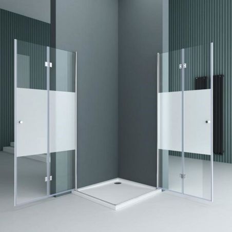 Duschkabine EGO-26, Pendeltüren, 6-mm-Sicherheitsglas, Teilweise Satiniert, Maße nach Wahl