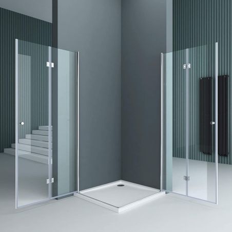 Duschkabine EGO-26, Pendeltüren, 6-mm-Sicherheitsglas, Transparent, Maße nach Wahl