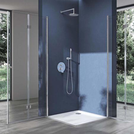 Duschkabine EGO-26, Pendeltüren, 6-mm-Sicherheitsglas, Transparent, Maße nach Wahl