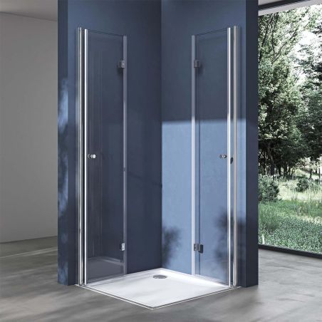 Duschkabine EGO-26, Pendeltüren, 6-mm-Sicherheitsglas, Transparent, Maße nach Wahl