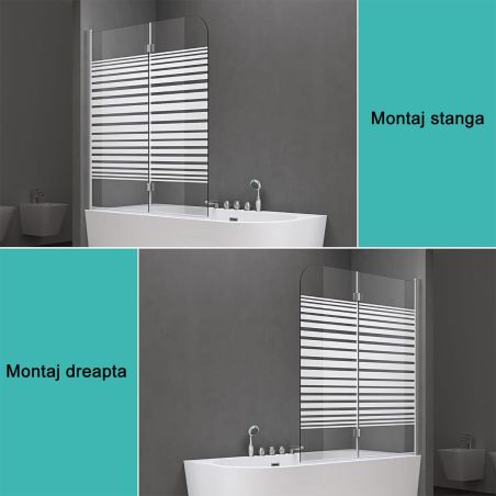 Badabtrennung EGO-1408S, 120x140 cm, Teilweise Satiniert, 6-mm-Sicherheitsglas, 180° schwenkbar, Nano Easy Clean Beschichtung