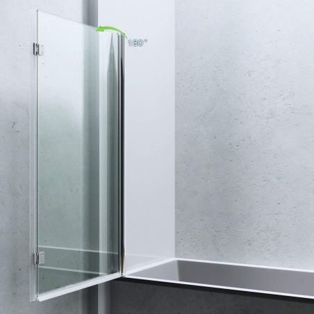 Badabtrennung EGO-1408, 120x140 cm, Transparent, 6-mm-Sicherheitsglas, 180° schwenkbar, Nano Easy Clean Beschichtung