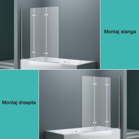 Badabtrennung EGO-116, 130x140 cm, Sicherheitsglas 6 mm, 180° schwenkbar, Linksmontage, EGO-116, Nano Easy Clean Beschichtung