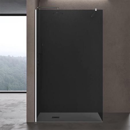 Walk-In Duschwand, Sicherheitsglas, Graphit-Finish 10 mm, 100, 120, 140 cm, Lotus-Effekt, Sicilia