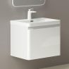Badezimmermöbel aus MDF lackiertes, Mineralguss-Waschbecken, Soft-Close-System, 60x42x55 cm, glänzend Weiß, Verona