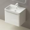 Badezimmermöbel aus MDF lackiertes, Mineralguss-Waschbecken, Soft-Close-System, 60x42x55 cm, glänzend Weiß, Verona
