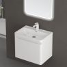 Badezimmermöbel aus MDF lackiertes, Mineralguss-Waschbecken, Soft-Close-System, 60x42x55 cm, glänzend Weiß, Verona