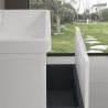 Badezimmermöbel aus MDF lackiertes, Mineralguss-Waschbecken, Soft-Close-System, 60x42x55 cm, glänzend Weiß, Verona