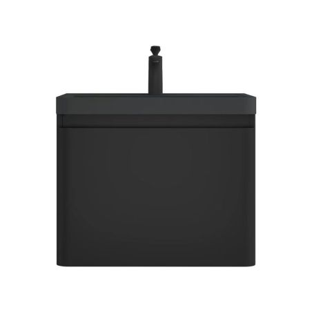 Badezimmermöbel aus MDF mit Mineralguss-Waschbecken, Schubladentrennern, Soft-Close-System, 60x42x55 cm, Mattschwarz, Verona