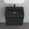 Badezimmermöbel aus MDF lackiertes, Mineralguss-Waschbecken, Soft-Close-System, 60x42x55 cm, Mattschwarz, Verona