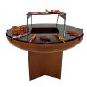 Holzgrill mit Gusseisenplatte, Platte aus 2 mm Cortenstahl, Maße: D 100 x H 70 cm, AshCraft